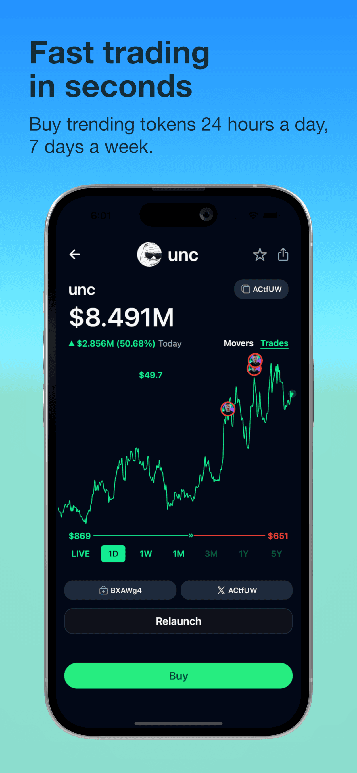 ChadWallet token chart and buy controls