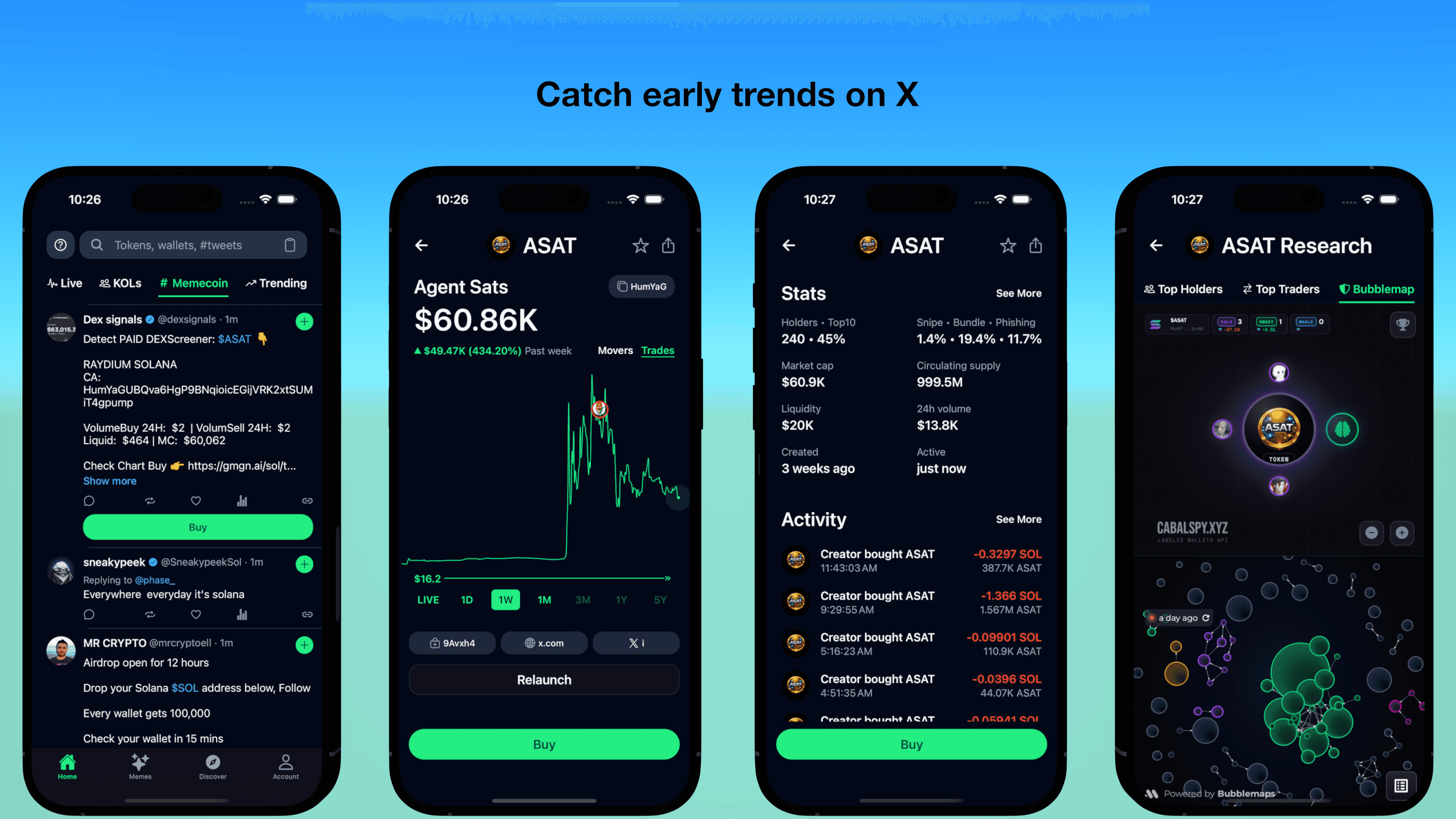 ChadWallet social signal and token research screens